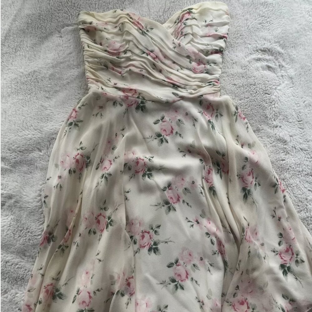 Betsey Johnson Vintage Floral Chiffon Corset pink and cream dress stunning sz 4